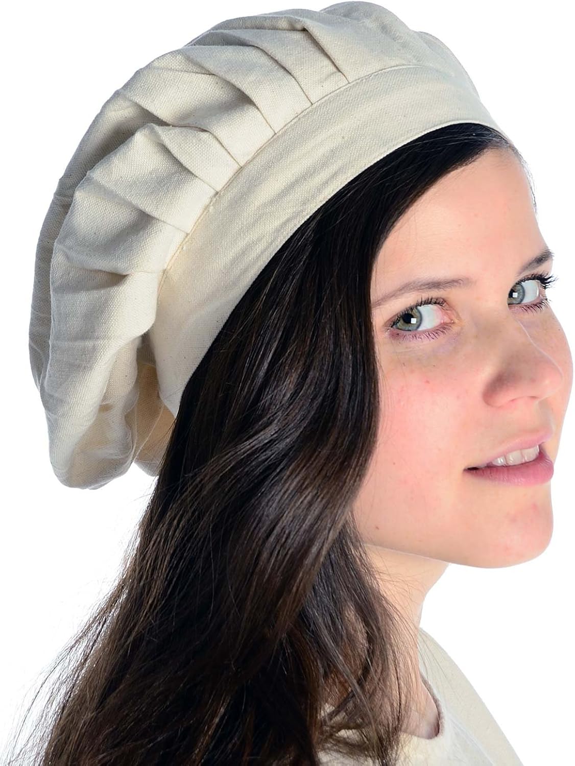 HEMAD Lady Bonnet with tie Beige Pure Cotton - Image 3