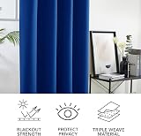 Deconovo Thermal Insulated Curtains Blackout Eyelet Royal Blue W52 x L45 Pair view 6
