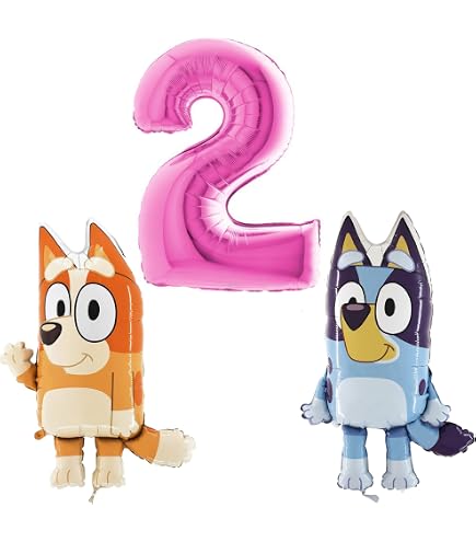 2 Ballons Géants Bluey Et Bingo - Décoration Gonflable Pour Anniversaire Enfant - 81 Cm - Avec Valve Auto-obturante - 10