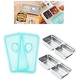 LMJAGJX 2pcs Grab and Go Snack Containers Stainless Steel, Reusable Snack Condiment Containers with Lids, Double Compartment Food Lunch Meal Container Prep for Travel, Small Packs Container