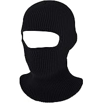 Mens Black Knit Thermal Face Ski Mask (1 Hole, Reflective Zipper Neon  Green) at  Men's Clothing store