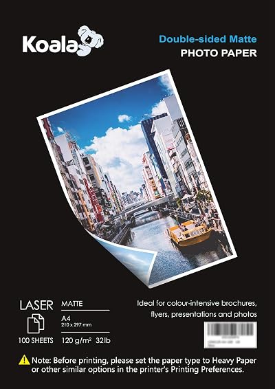 Koala Double Sided Matte Laser Photo Paper A4 120gsm 100 Sheets