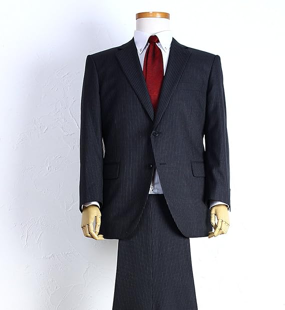 Amazon Co Jp Azaz パンツウォッシャブル 2ツボタンツーパンツスーツ B241ka080b 大きいサイズ メンズ 30 チャコール ストライプ柄 Kb9 服 ファッション小物