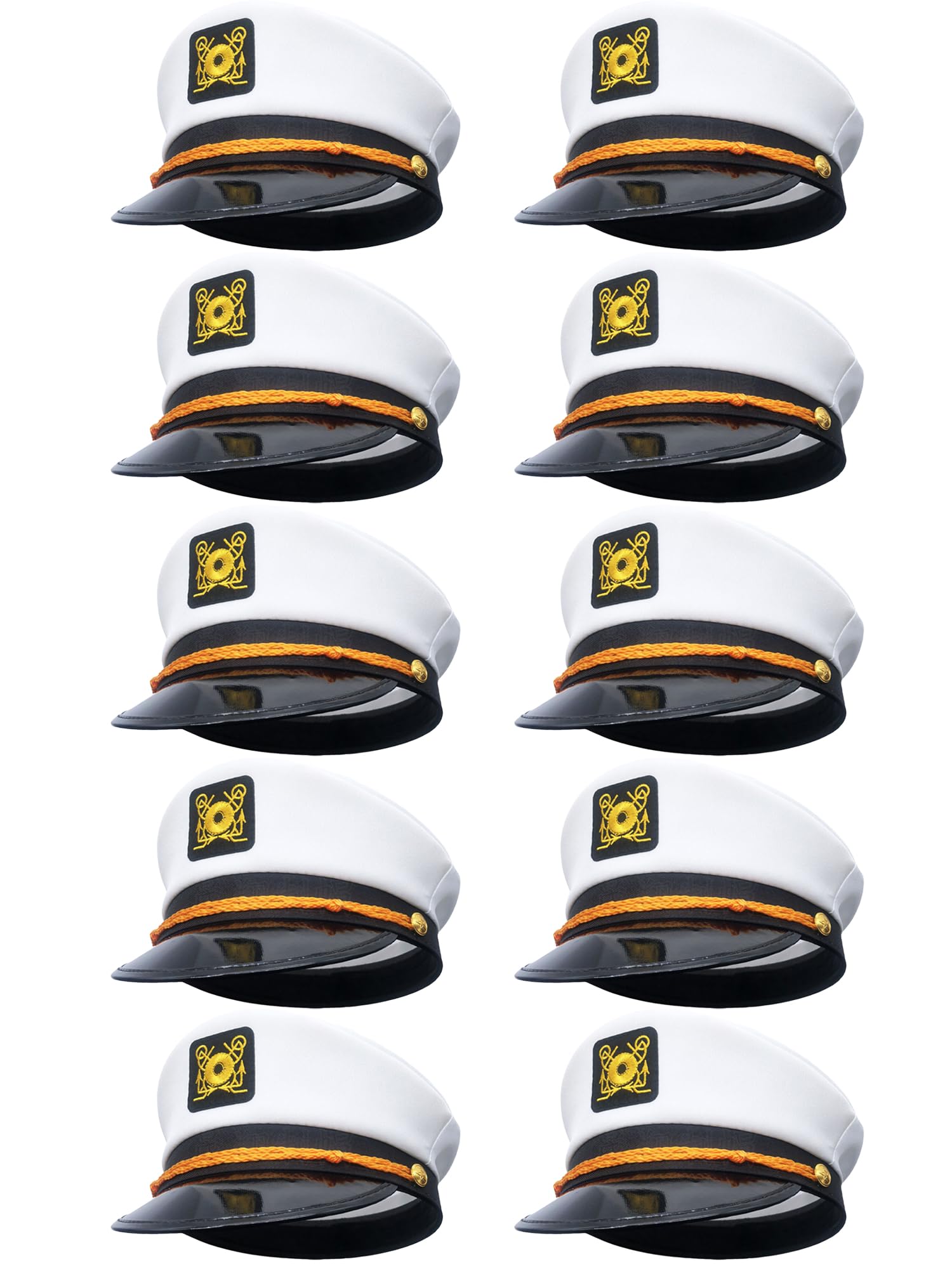 Photo 1 of 10 Pack Adjustable Captain Hats Colorful Nautical Sailor Hat Captain Admiral Hat for Adult Cruise Theme Party Accessory (Color Set 2)