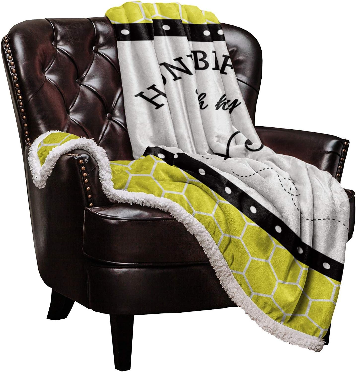 Sherpa Warm Throw Blanket Yellow Bee Farm Fresh