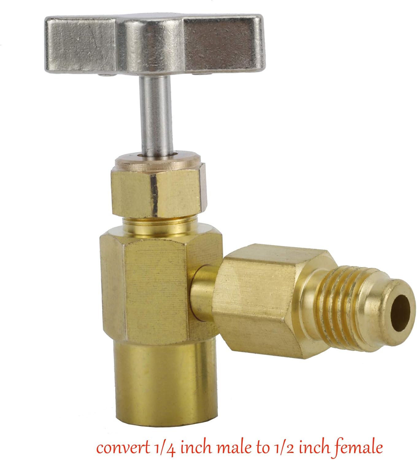 AuInLand R134A Refrigerant Opening Valve Refrigerant Tank Vacuum Pump Adapter to R12, 2 PCS 1/2 Female to 1/4 Male Flare 6014 Pump Adapters, 2 PCS 1/4 Flare Female to 1/2 Male Adapters(6 Pieces): Automotive