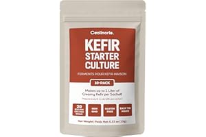 Coolinario Kefir Starter Culture (10-Pack, 1.5g Sachets) Live Probiotic Cultures for Homemade Kefir | Smooth, Creamy & Tangy 