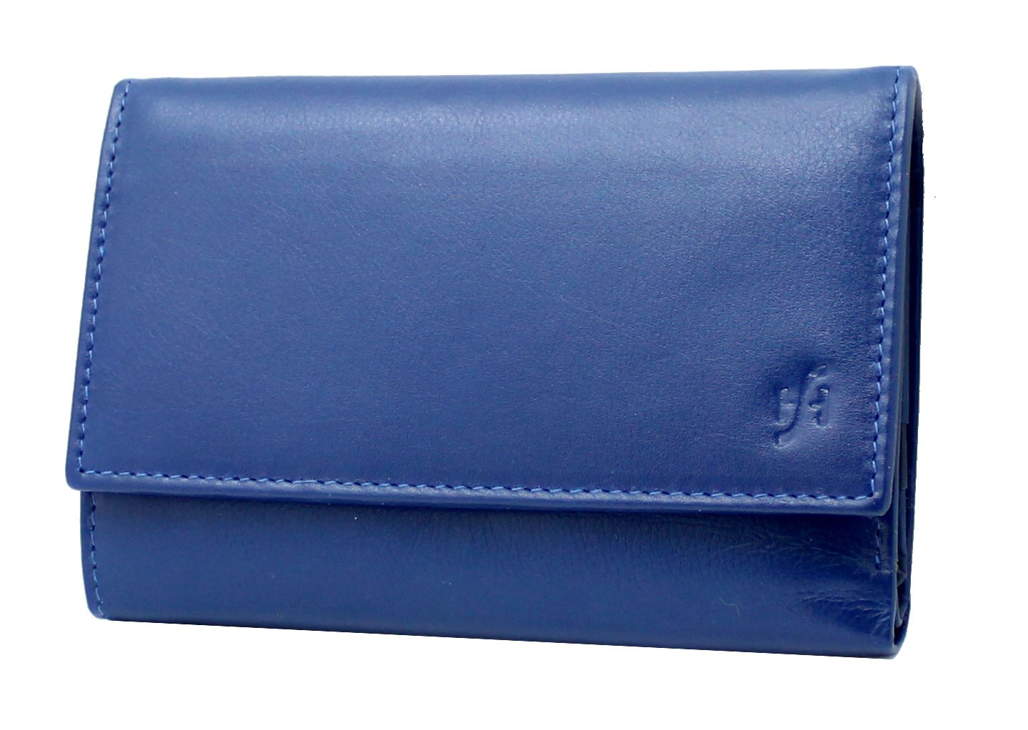 STARHIDE Women's RFID Blocking Purse, Genuine Leather Trifold Clutch Wallet, Multi Credit Card Holder with Zipped Pocket, Gift Boxed 5515 (Blue)