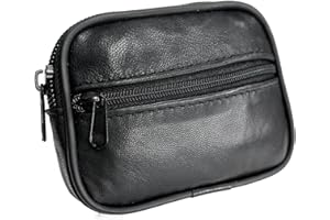 TASSINI TRENDS Leather Coin Purse Belt Zipper Pouches for Men Women Purse with Belt Loop Mini Coin Purse Change Holder Zipper