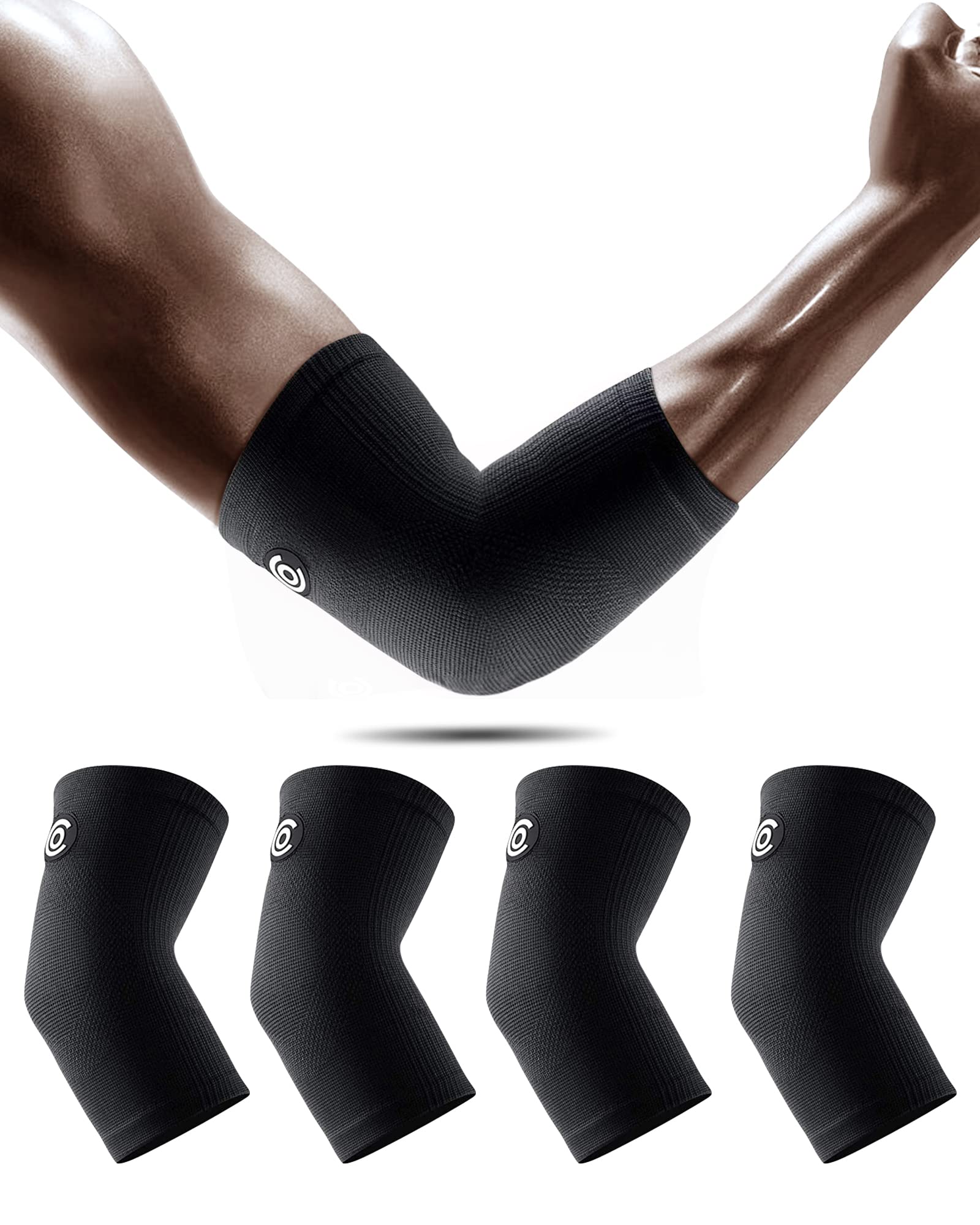 CAMBIVO Elbow Support for Men Women, 2 Pairs Elbow Sleeves for Weightlifting, Gym Elbow Brace Bandage, Compression Arm Sleeves for Golf, Fitness, Tennis