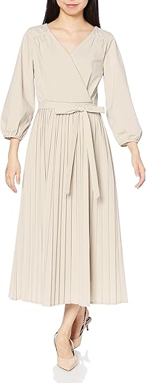 Amazon Co Jp ランバンオンブルー ワンピース カシュクールプリーツワンピース レディース 服 ファッション小物