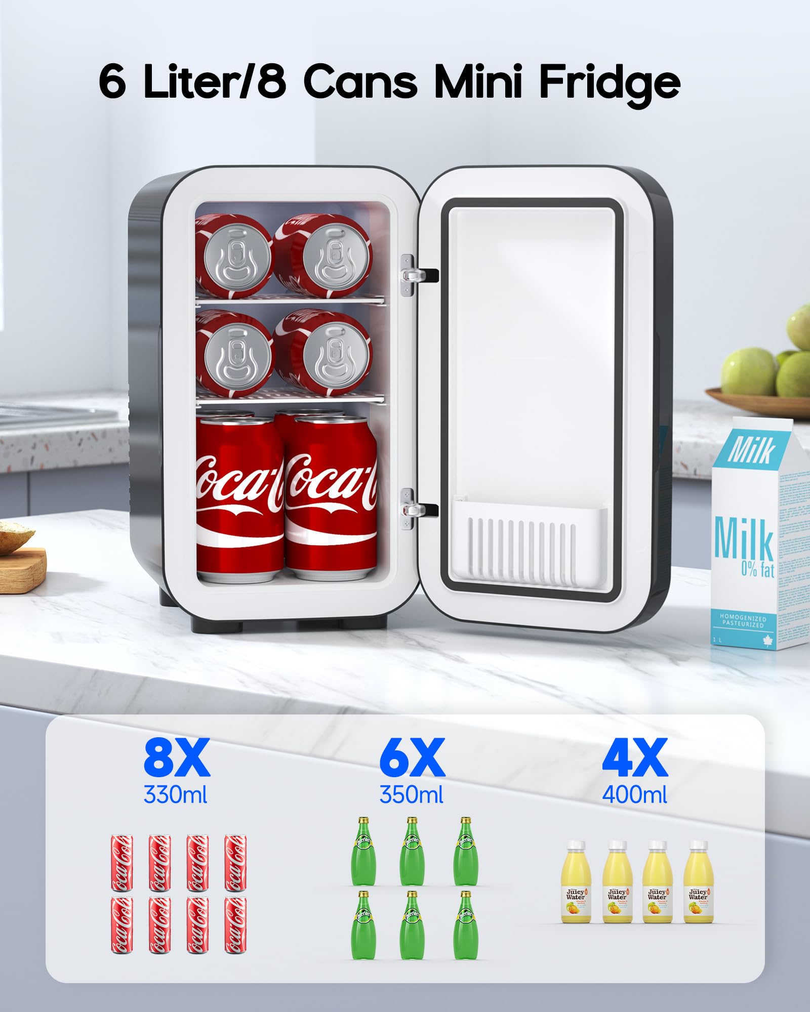 BEICHEN Mini Fridge,6 Liter / 8 Can Small Fridge for Bedroom, Car, Office & Dorm, AC100-120 V/DC 12 V Portable Thermoelectric Cooler & Warmer for Skincare, Food, Drinks,Black ?