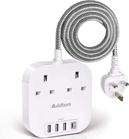 Extension Lead with USB C Ports, Power Strips with 2 Amazon.co.uk