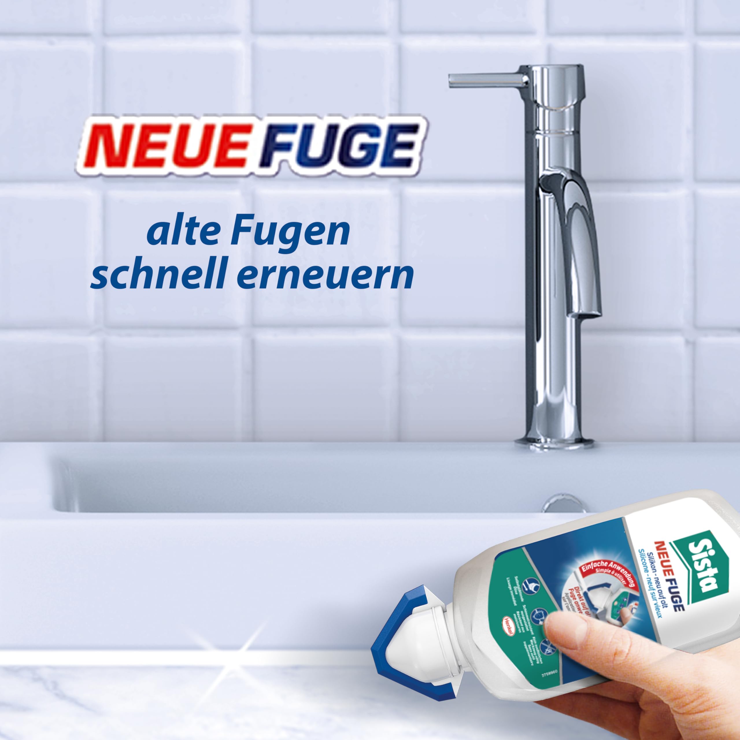 Sista Pattex NEUE FUGE, weiße Silikon Dichtmasse, in wenigen Minuten von IHH zu AHH, schimmelresistentes Sanitärsilikon für Küche und Bad, einfache Erneuerung von Fugen in nur einem Schritt, 1x80ml 7