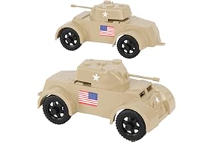 Tim Mee Toy TimMee Staghound Armored Cars - Tan Plastic Army Men Scout Vehicles