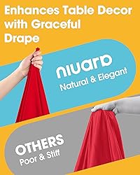 Niuara Red Fabric Rectangle Table Cloth - 6