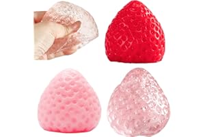 ISEN 3 Pcs Handmade Taba Squishy Strawberry Kawaii Squishy Stress Relief Toys - Super Soft Squishies Fidget Toys Squeeze for Kids and Adults, Relieves Stress, Anxiety