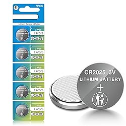 volkate CR2025 3V Lithium Battery, 5 Count Pack, CR