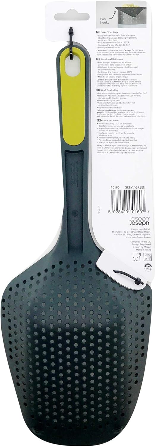 Joseph Joseph Scoop Colander Strainer Slotted Spoon, Large, Black: Kitchen & Dining