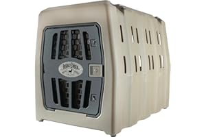 LUCKY DUCK Lucky Dog Kennel, Durable Crash Tested Portable Dog Crates, Large, Tan