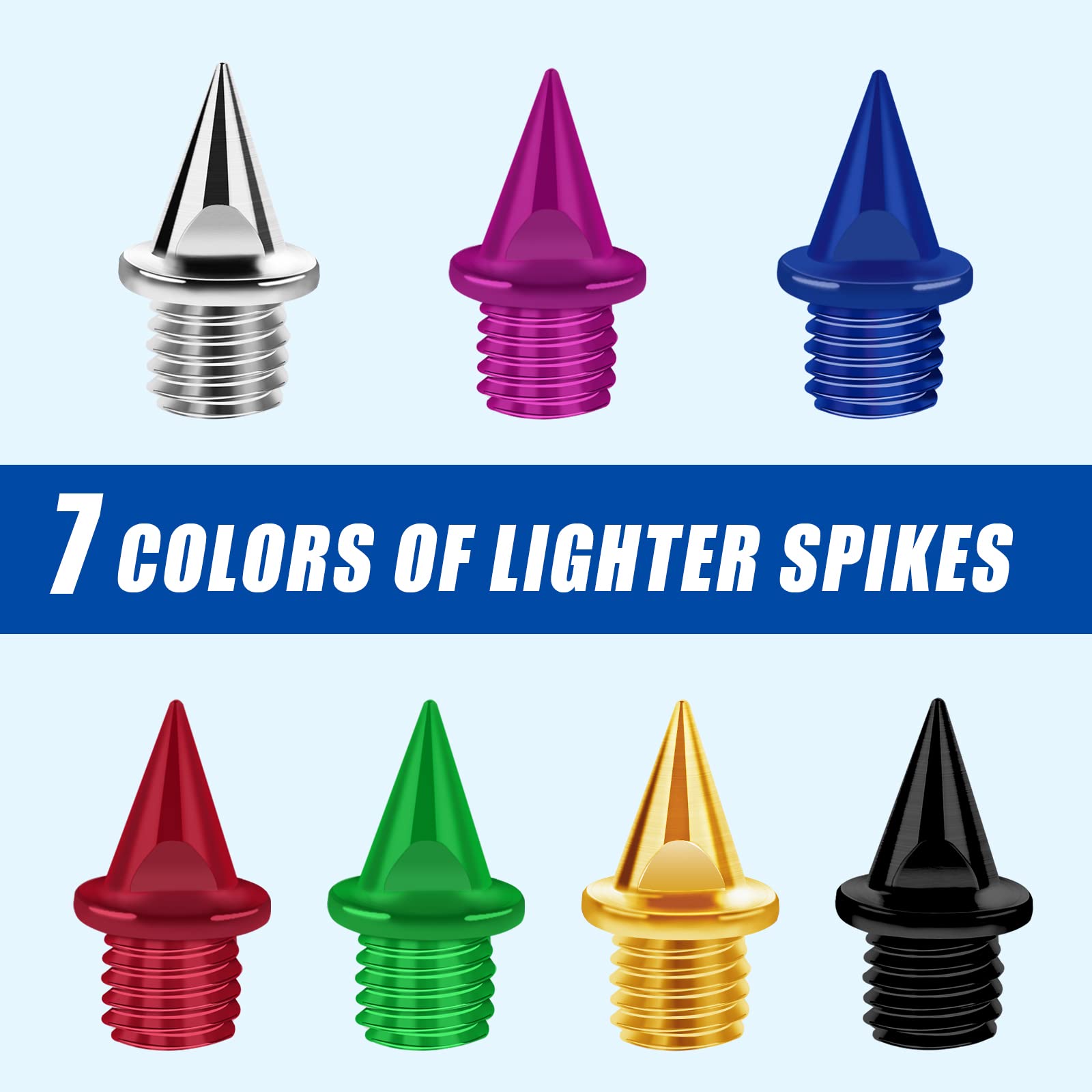 JULMELON 1/4 Inch Carbon Steel Track Spikes, 60PCS Lighter Weight Carbon Spikes with Spike Wrench for Track Shoes Field Sprinting Cross Country Short Running Replacement Spikes