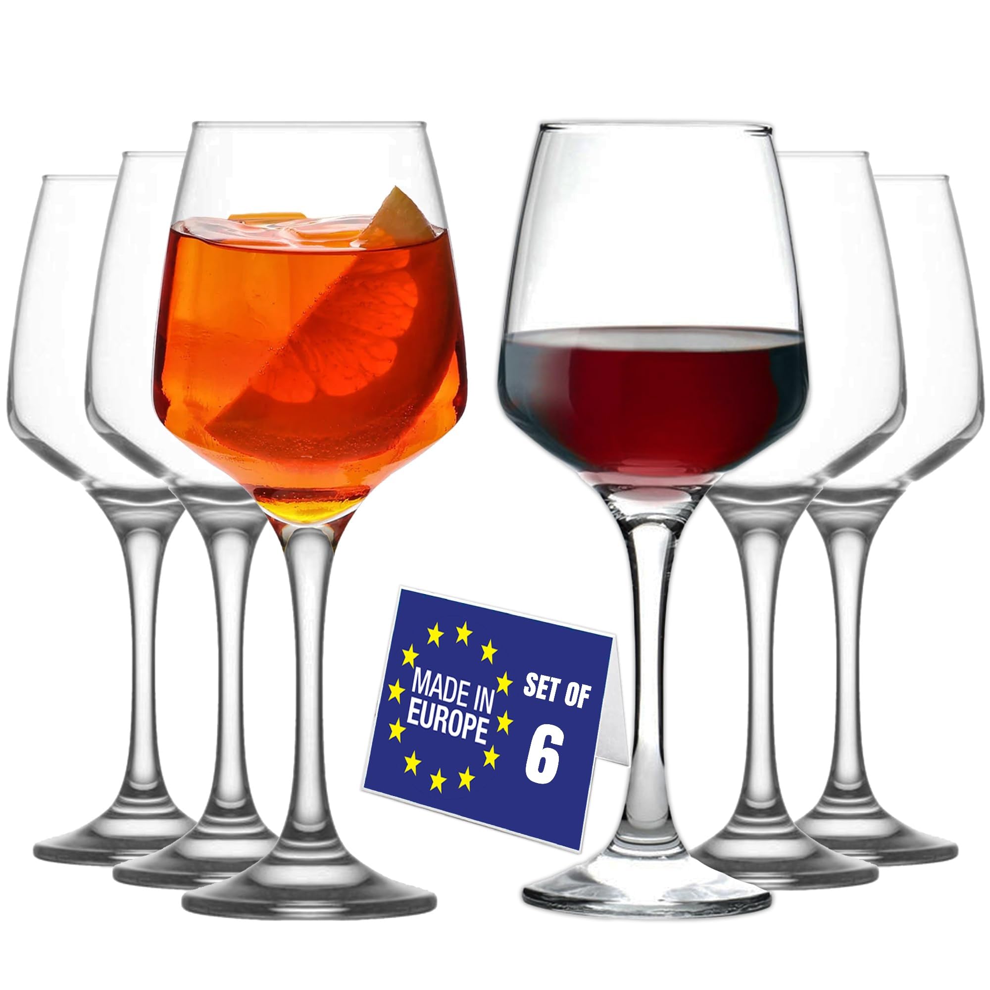 NORDIC SCHILLER Premium White Wine Glasses Set of 6, 400ml 100% Lead Free Dishwasher Safe, Red Wine Glasses, Wine Drinking Glass