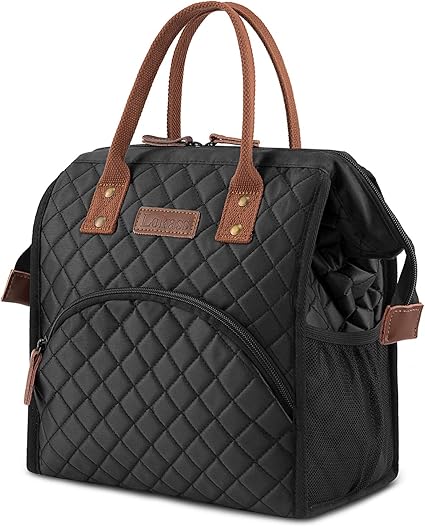 Srotek Sac A Lunch Sac Repas Isotherme Fourr Tout Lunch Bag Portable Fleur Glaciere Souple Sac Fraicheur Pour Dejeuner Pique Nique Enfant Travail Fille Picnic Ecole Femmes Black Amazon Fr Cuisine Maison