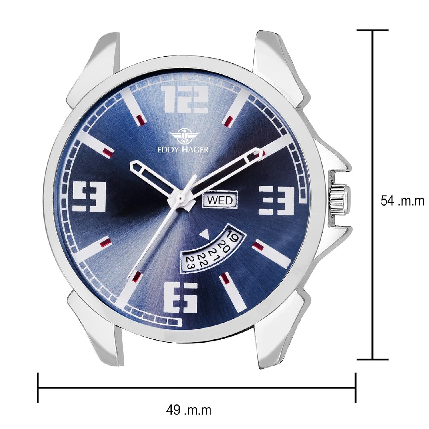 eddy hager blue day and date men's watch eh-208-bl