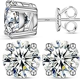 TUHE Moissanite Stud Earrings Lab Created Imitation Diamond Earrings Screw Back 18k Gold Plated S925 Sterling Silver Hypoallergenic D Color VVS1 Clarity Round 0.2-8ct Moissanite Earrings for Women Men
