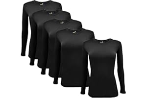 Natural Uniforms Women's Under Scrub Tee Crew Neck Long Sleeve T-Shirt-5-Pack