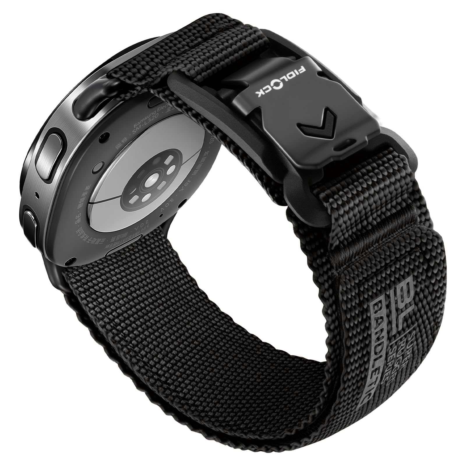 Stretchy Nylon Band Compatible with Samsung Galaxy Watch 8 Bands 40mm 44mm/ Watch 8 Classic 46mm, No Gap Wristband Sport Strap for Galaxy Watch 8 2025 Men with Magnetic Fidlock V-Buckle, Black L