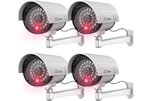 WALI Bullet Dummy Fake Surveillance Security CCTV Dome Camera Indoor Outdoor with 1 Flashing LED Light + Warning Security Ale