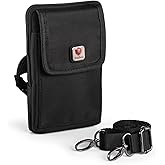Ranboo Nylon Cell Phone Holster Fits for iPhone 17 Pro Max 16 Pro Max 15 Pro Max 14 Pro Max Samsung Galaxy S24 Ultra S25 Ultra Belt Pouch Wallet Case with Belt Clip Arm Bag Crossbody Purse (Black)