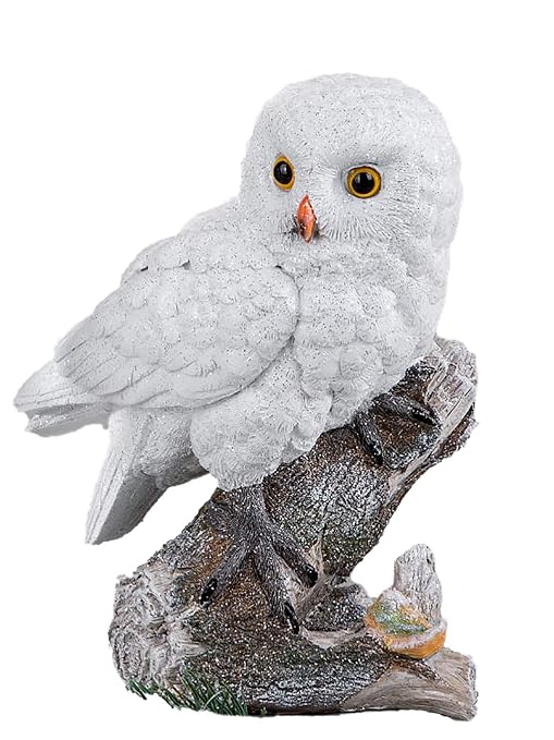 Dekojohnson Deko Eule Weiß Dekofigur Schneeeule Uhu Kautz 25 Cm Wintereule Baumstamm Winterdeko Weihnachtsdekoration Geschenkidee Dekoidee