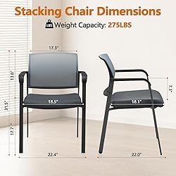 CLATINA Mesh Back Stacking Arm Chairs with