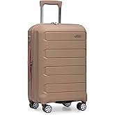 Traveler's Choice Pagosa Indestructible Hardshell Expandable Spinner Luggage, Latte Beige, 22-Inch Carry-on