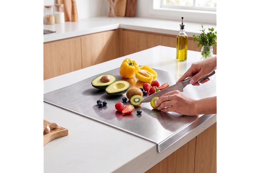 2026 NEW Titanium Cutting Boards for Kitchen, 100% Pure Titanium Kneading Cutting Board with Silicone Mat, Large Cutting Board for Meat, Fruits, Vegetables, Bread, and Baking (19.7 x 15.7 in)