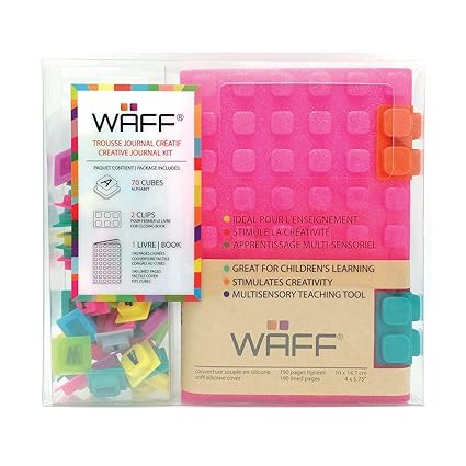 WAFF KG4208CMB Soft, Silicone Covered Glitter Combo Notebook/ Journal, Customize & Personalize with 70 Special Tiles, Medium 5.75 X 4, Pink