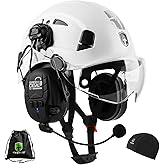 GREEN DEVIL Safety Helmet Hard Hat with Visor and Bluettoth Ear Muffs Vented Work Helmet for Men and Women ANSI Z89.1 Approved Hardhat Ideal for Industrial & Construction