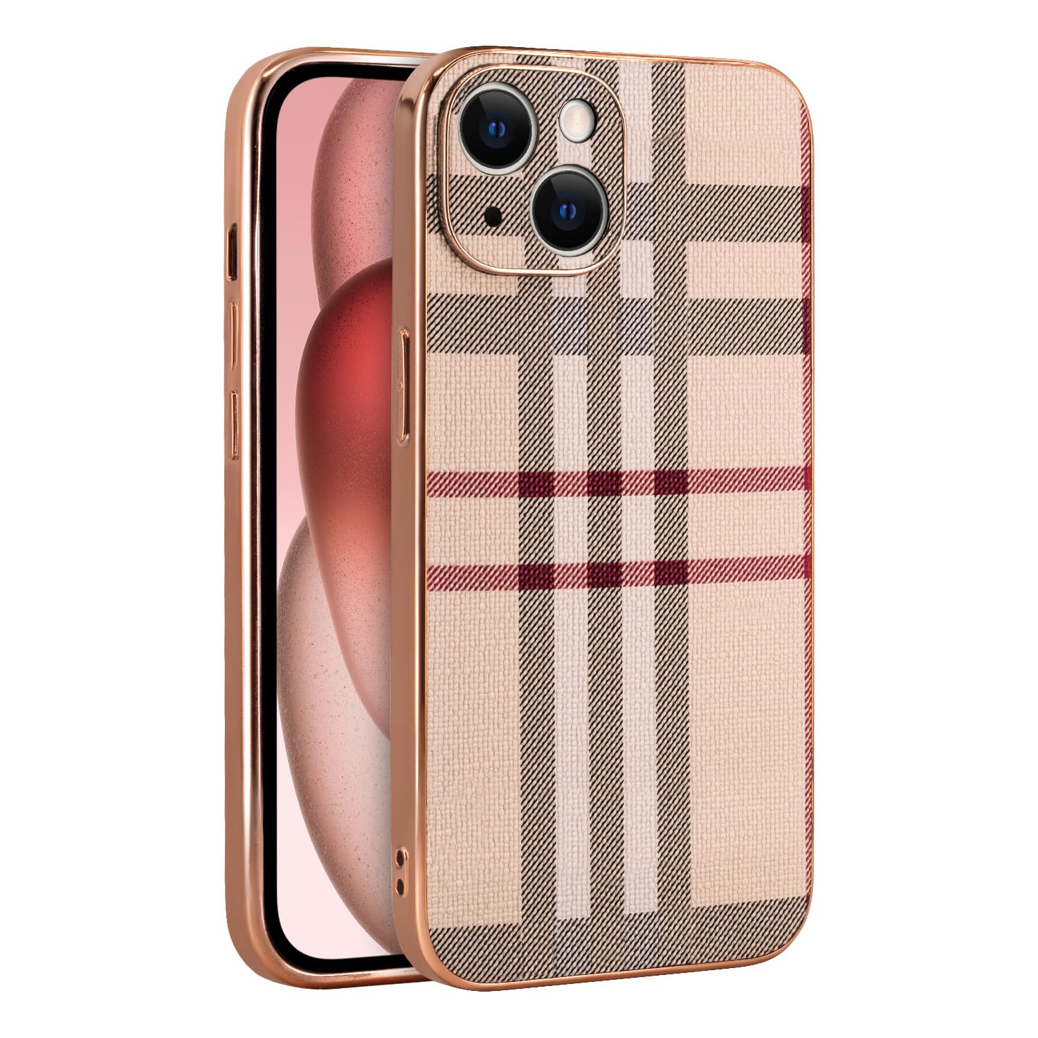 Photo 1 of LINXUXIE Phone Case for Apple iPhone 15, Fashion Leather Designer Phone Case, Soft TPU Drop Protection Shockproof Protective Phone Holder Women (for iPhone 15)