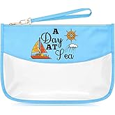 Sazuwu Cruise Ship Gifts for Women Blue Makeup Bags with Zipper Ocean Themed Girls Weekend Gifts for Beach Vacation Travel Essentials Cosmetic Travel Bag Organizer Christmas Graduation