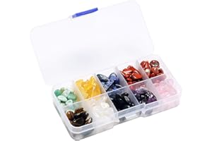 MIUPOO Artificial Crystal Stone,Mini Gemstone Beads Box Reiki Healing Crystals,Crystals for DIY Jewelry Making Halloween Decor Crafts or Making Home Decoration,Irregular Chip Stone with Mix 10 Colour Set