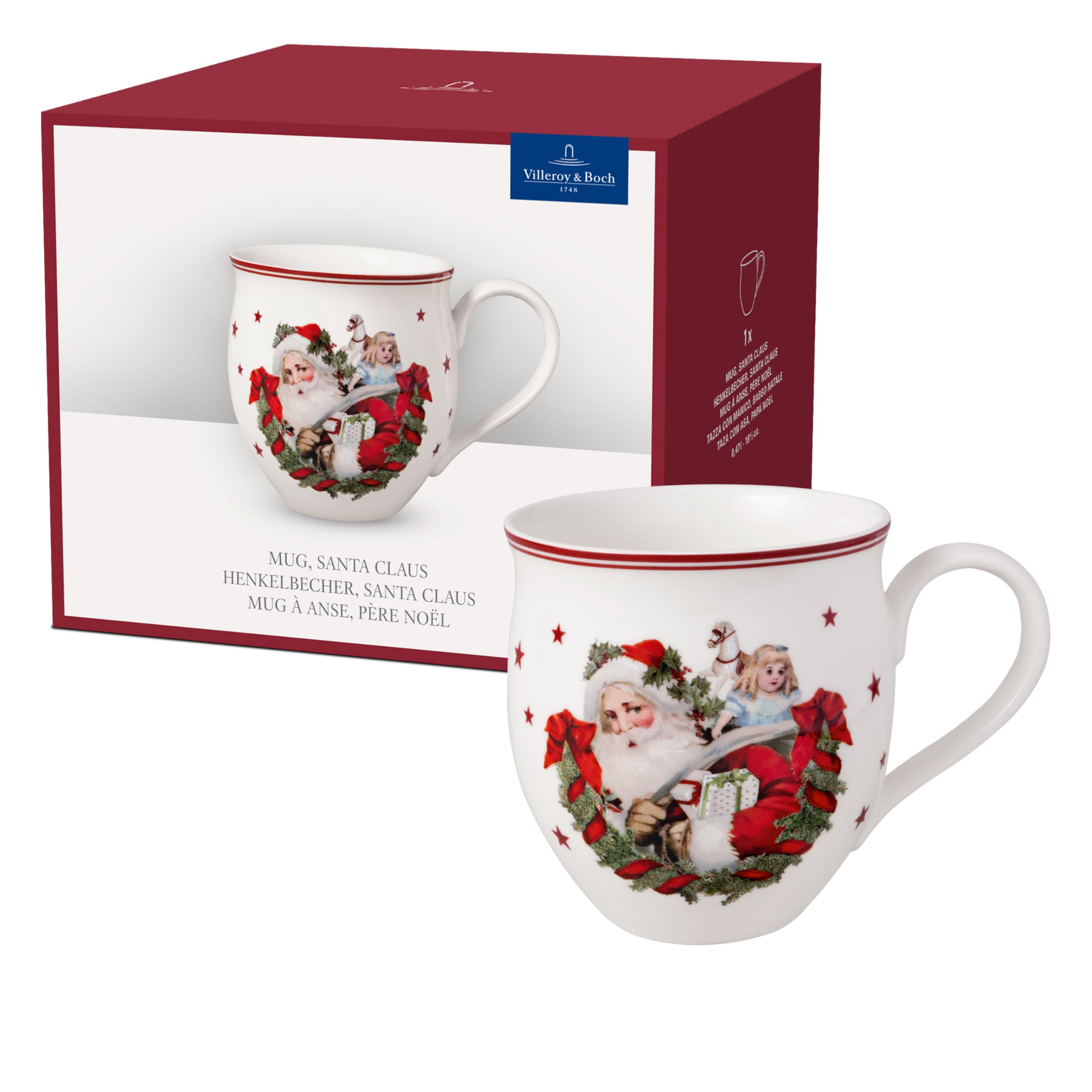 Villeroy & Boch Toys Delight Santa Claus Mug, White/Red