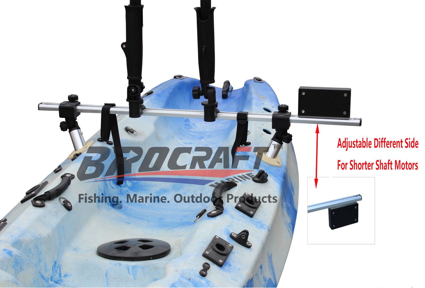 Brocraft Fishing Kayak Trolling Motor Mount Universal + Two Rocket