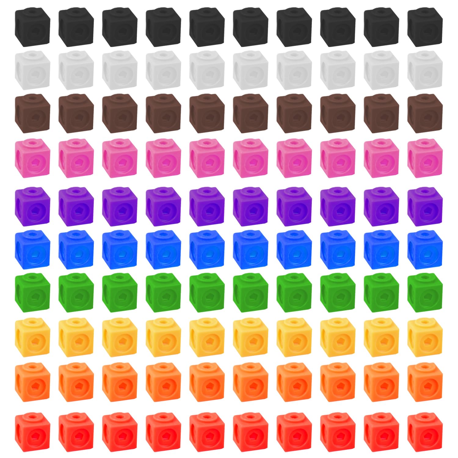UBSIUH 100 Pieces Of Math Connection Cubes, Math Building Blocks, Toys, Cube Sets, Learning Materials, Suitable For Family Use In Classrooms (10 Colors).