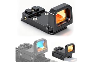 EGOERIC Flip Up Micro Red Dot Sight for RMR Picatinny Rail Glock MOS Pistol Handgun Rifle with Heightened Base，with Universal Mount kit