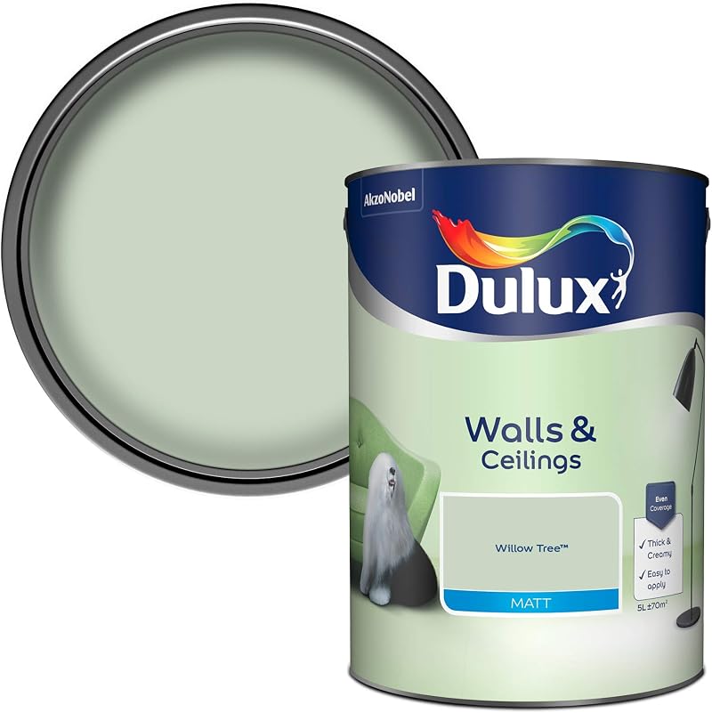 Dulux Matt Emulsion Paint For Walls And Ceilings Willow Tree 5L