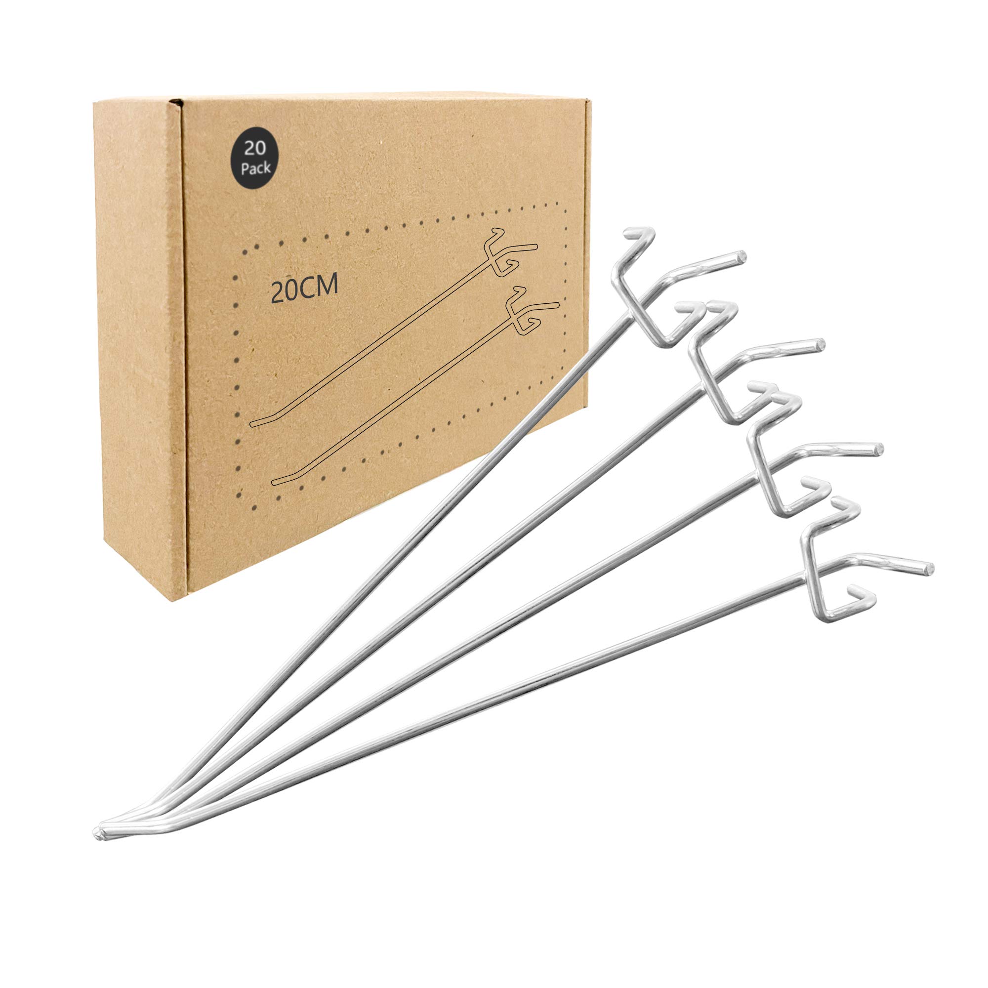 SANKESONG 20 PCS 20cm Metal Pegboard Hooks, Pegboard Hook, 2.5cm Hole Pitch, Peg Board for Tools, Peg Boards for Walls, Panel Display Hooks for Retail Store, Supermarket, Garage
