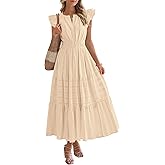 BTFBM Womens Summer Maxi Dress 2026 Spring Boho Vacation Ruffle Flutter Short Sleeve A Line Tiered Flowy Dresses Pockets