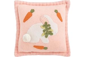 Mud Pie Easter Bunny and Carrots Felted Mini Pillow